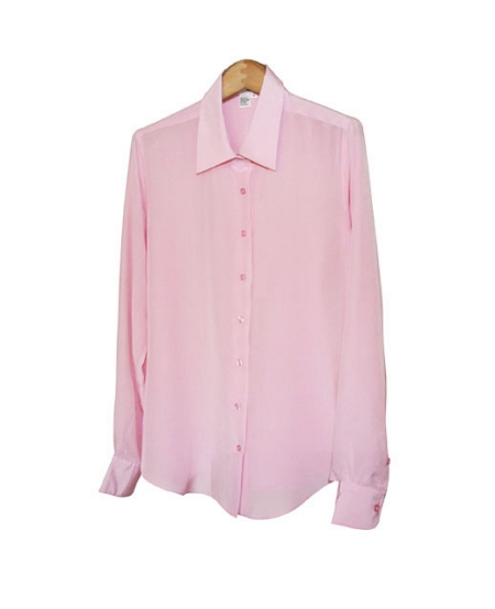 Pink Women's Long Sleeve Silk Shirt